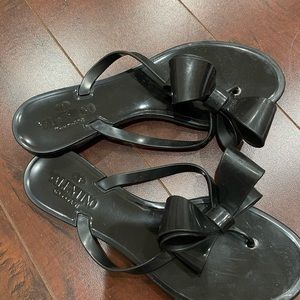 Authentic Valentino black bow flip flops